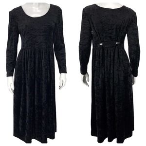 Vintage 90's Crushed Velvet Midi Dress Womens 6 P Grunge Witchcore Halloween
